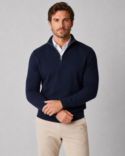 Men's Quarter Zip Knit Sweater – Long Sleeve Pullover
