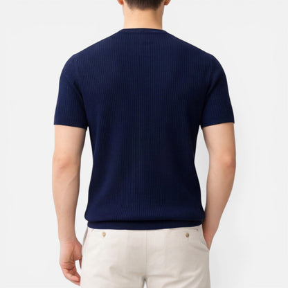 Men’s Ribbed Knit T Shirt Slim Fit Lightweight Summer Tee
