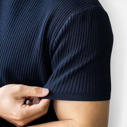 Men’s Ribbed Knit T Shirt Slim Fit Lightweight Summer Tee