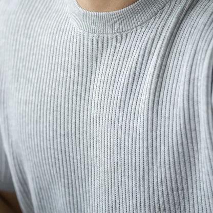 Men’s Ribbed Knit T Shirt Slim Fit Lightweight Summer Tee