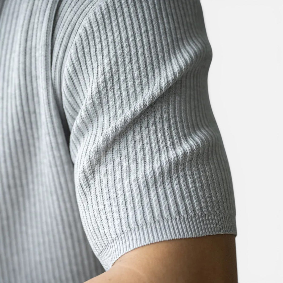 Men’s Ribbed Knit T Shirt Slim Fit Lightweight Summer Tee