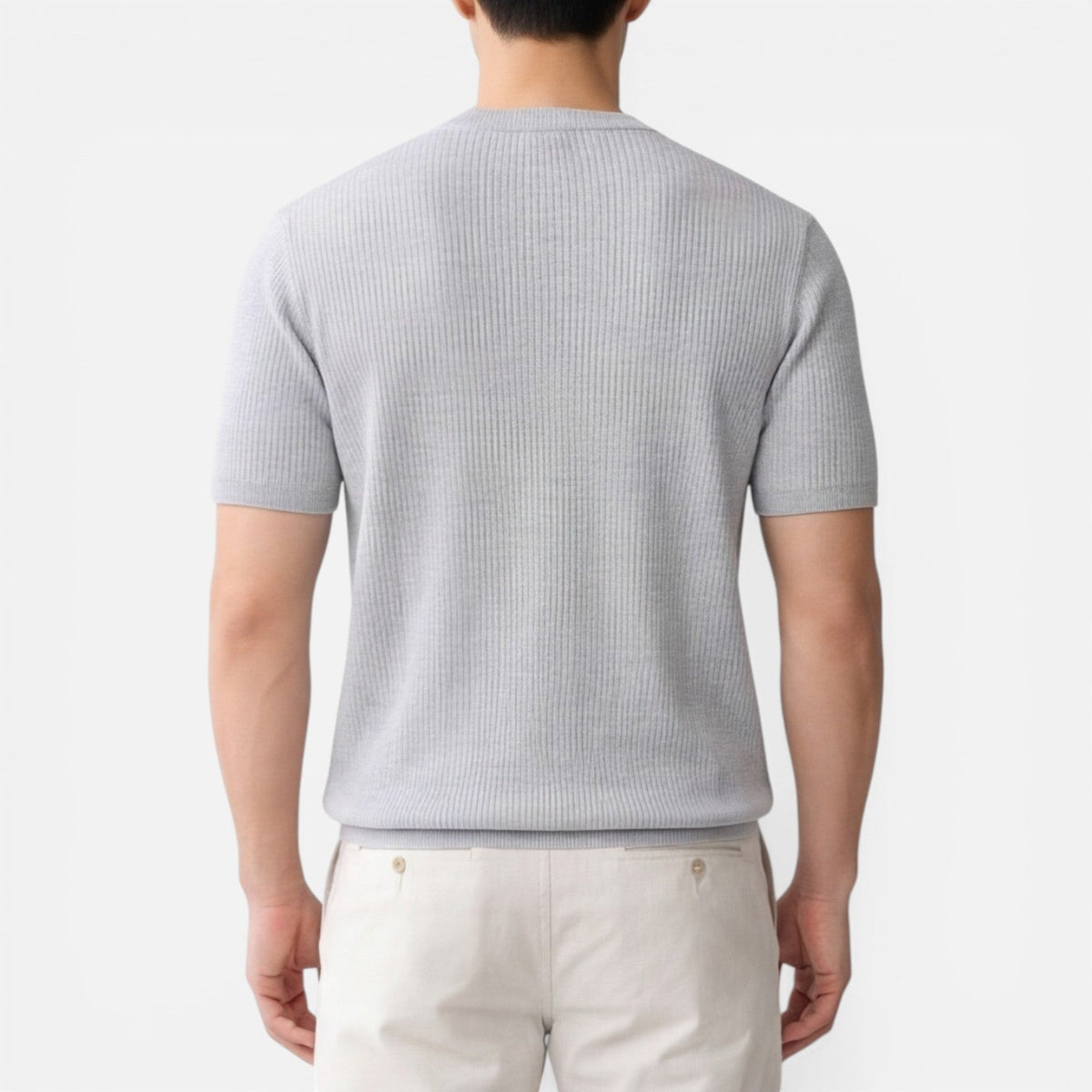 Men’s Ribbed Knit T Shirt Slim Fit Lightweight Summer Tee
