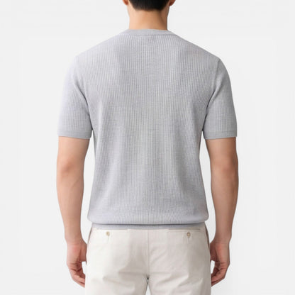 Men’s Ribbed Knit T Shirt Slim Fit Lightweight Summer Tee