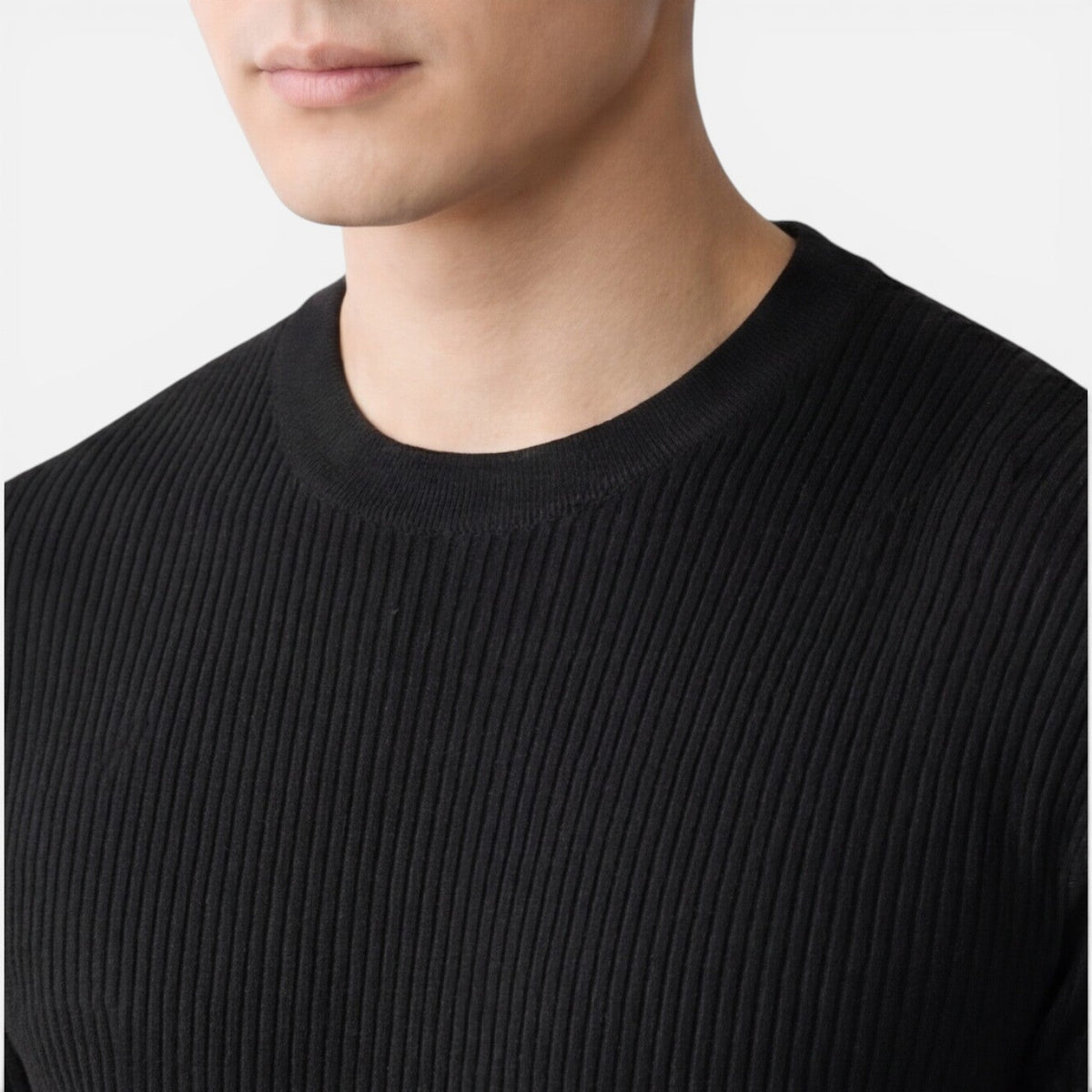 Men’s Ribbed Knit T Shirt Slim Fit Lightweight Summer Tee