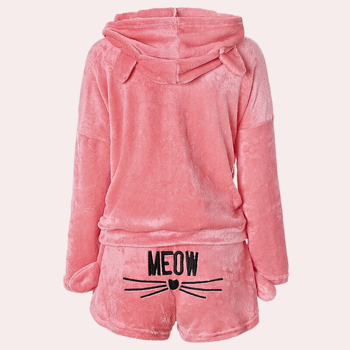 Fleece Lounge Pajama Set Women with Hood