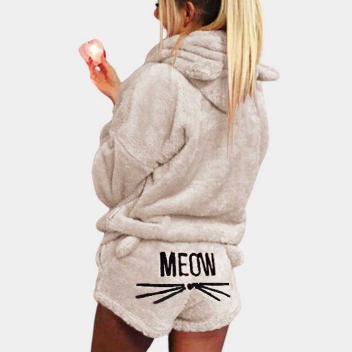 Fleece Lounge Pajama Set Women with Hood