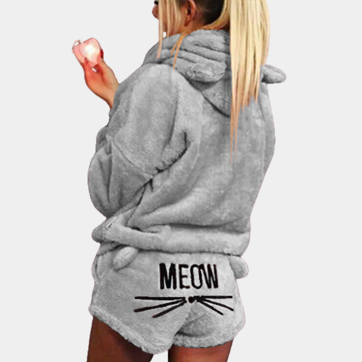 Fleece Lounge Pajama Set Women with Hood
