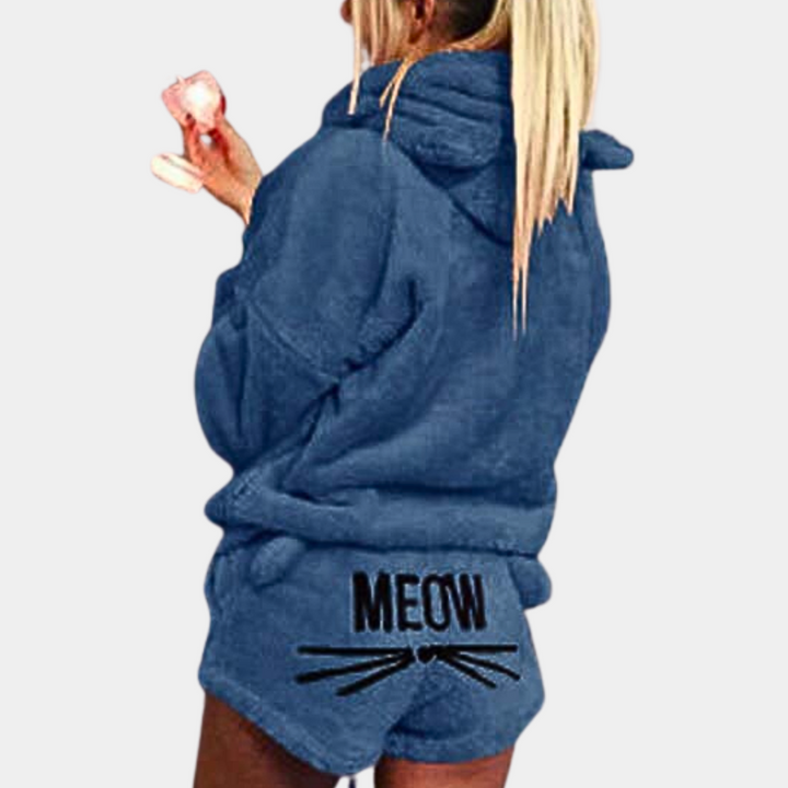 Fleece Lounge Pajama Set Women with Hood