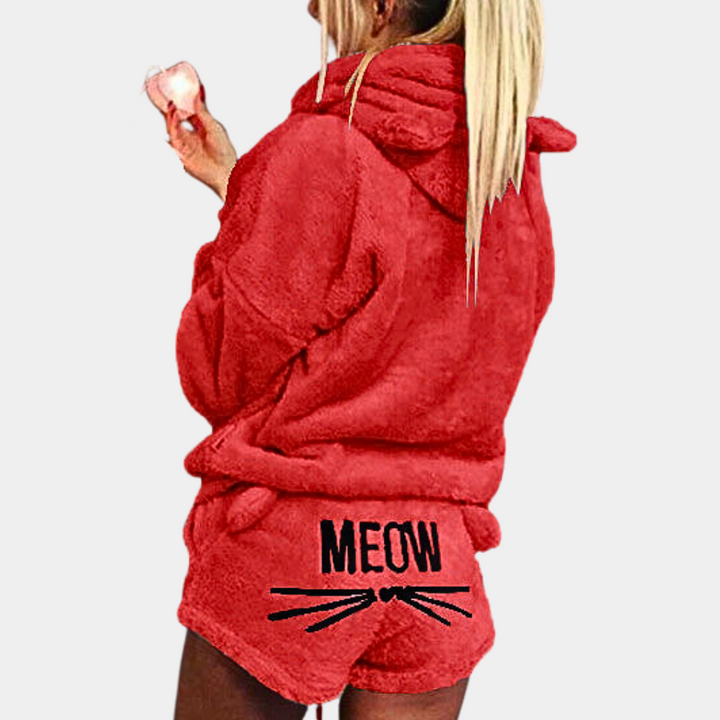 Fleece Lounge Pajama Set Women with Hood