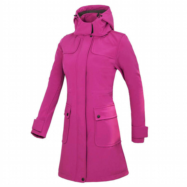 Long Waterproof Rain Jacket with Hood for Women