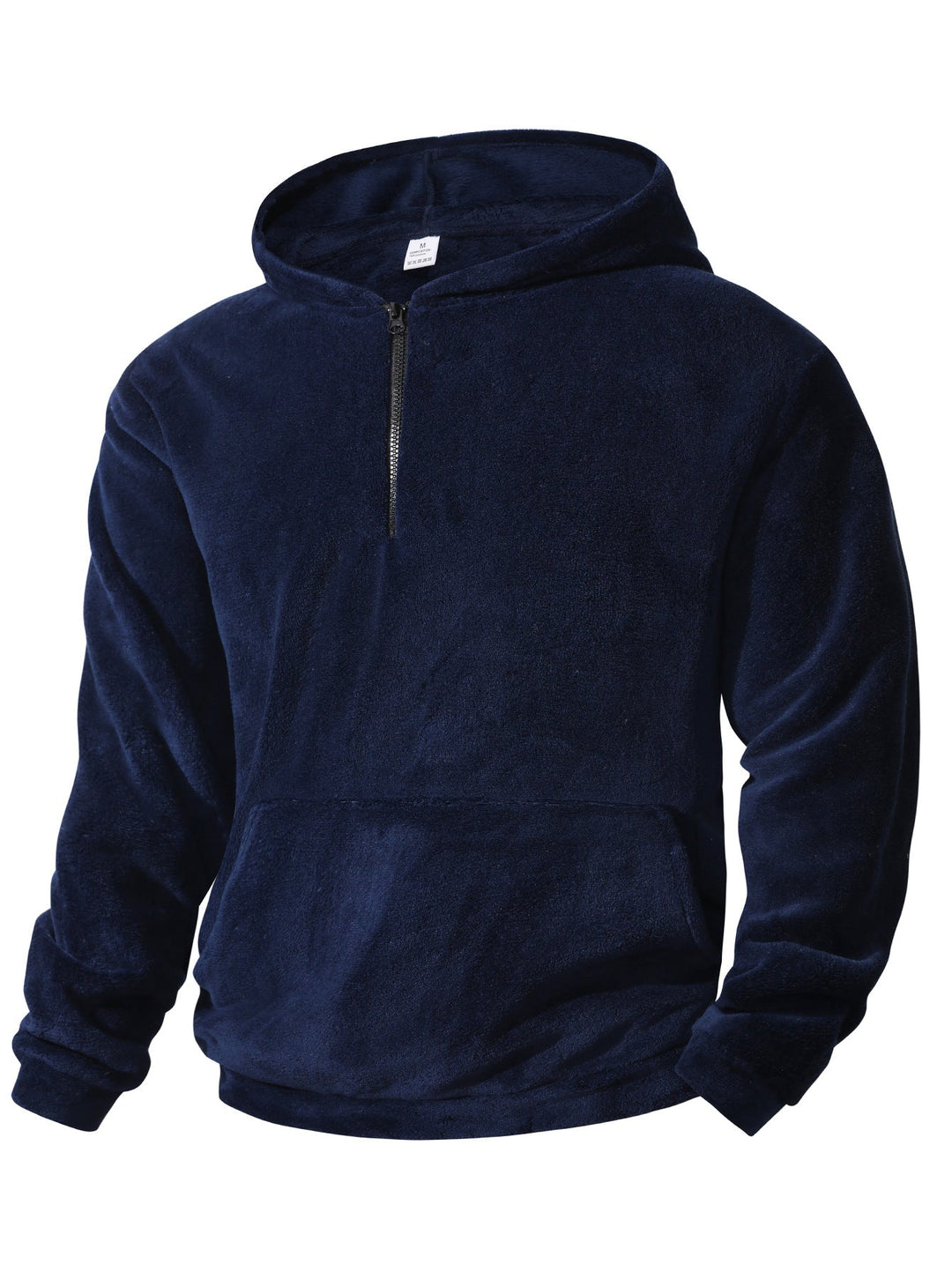 Men's Cuddly Microfleece Hoodie with Half Zip, Hood and Kangaroo Pocket