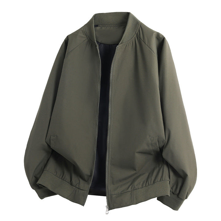 Men's Lightweight Oversized Blouson Bomber Jacket with Raglan Sleeves, Two-Way Zipper and Insert Pockets