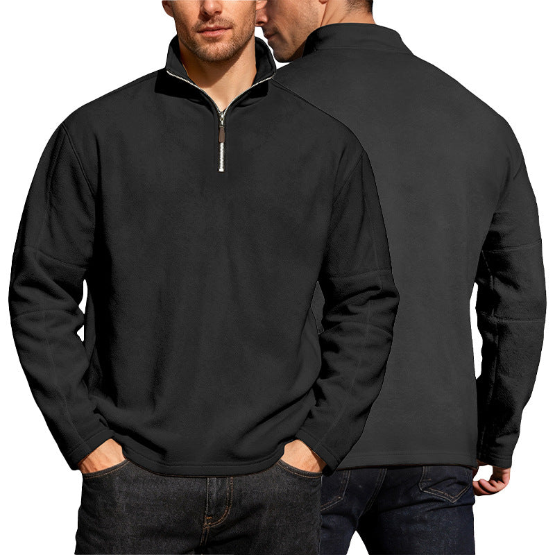 Men's Lightweight Microfleece Performance Pullover with Short Zipper Raglan Sleeves and Shaping Seams