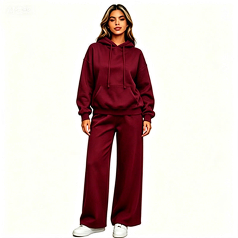 Women Comfortable Oversized Hoodie with Wide Jogging Pants