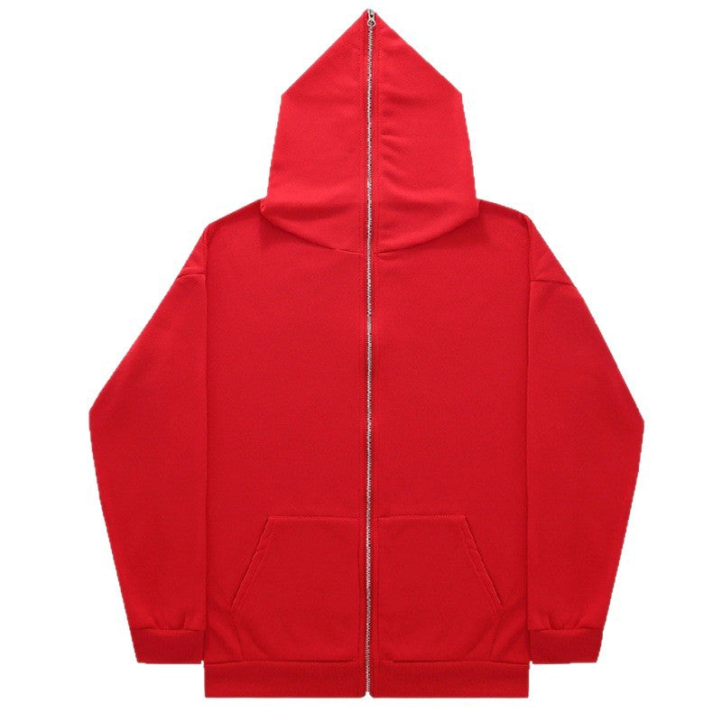 Unisex Minimally Structured Hoodie Zipper with Pointed Hood, Kangaroo Pocket and Reinforced Cuffs