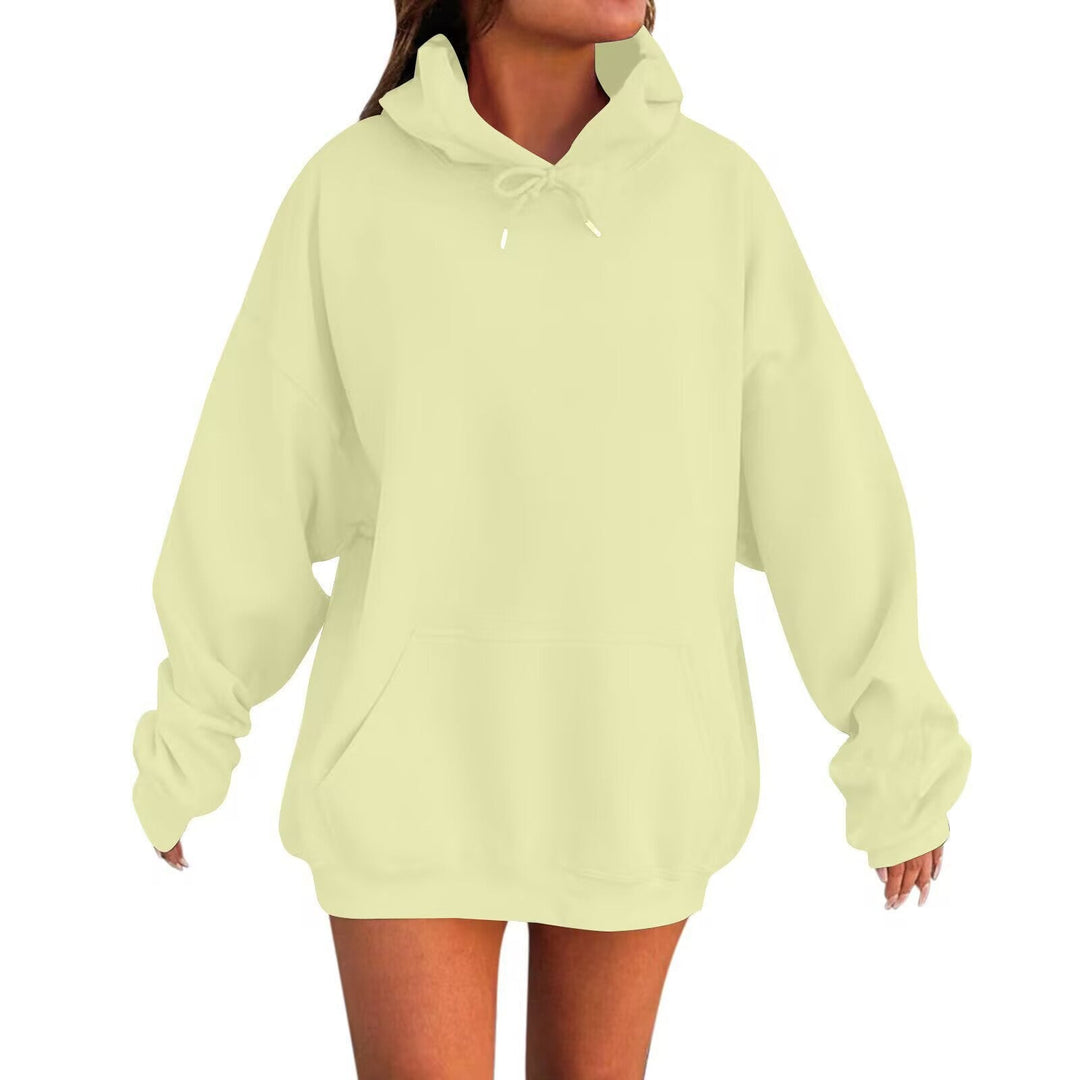 Women's Oversized Hoodie Dress with Kangaroo Pocket, Extended Silhouette and Soft French Terry