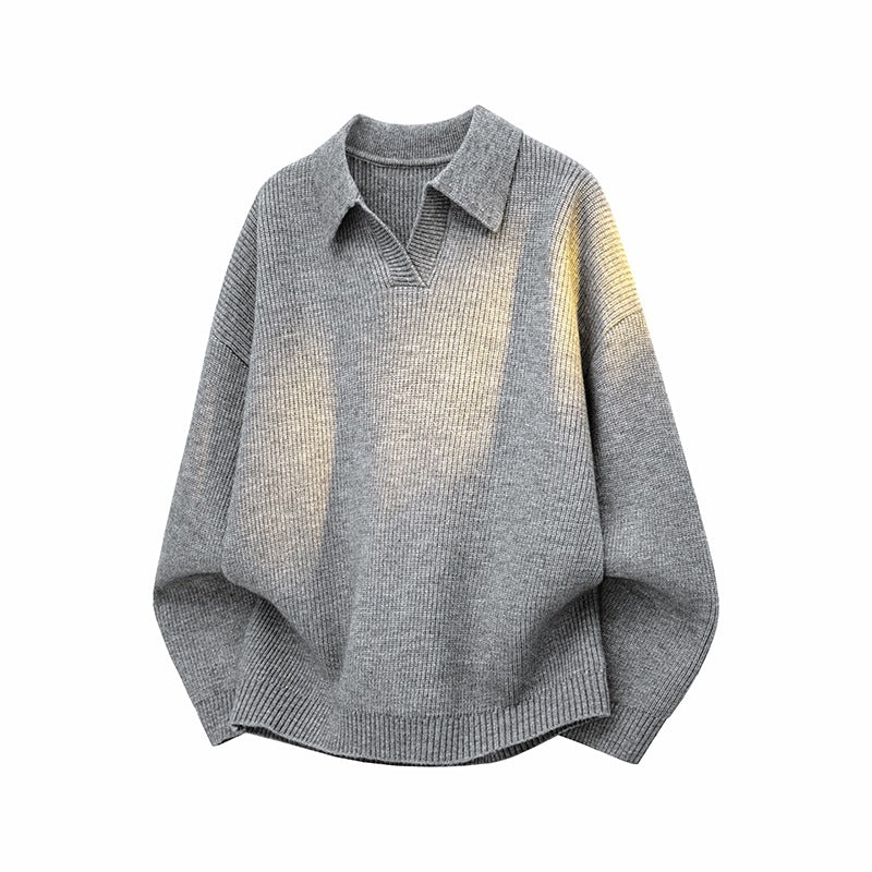 Women's Oversize Knit Polo with Open V-Neck, Raglan Sleeves & Extended Back Hem