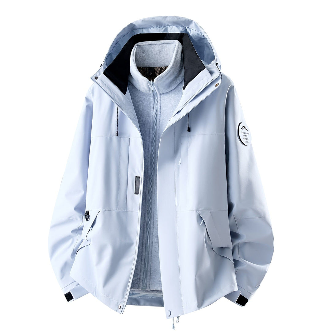 Women's Three-piece Waterproof Outdoor Jacket with Removable Fleece Inner Layer