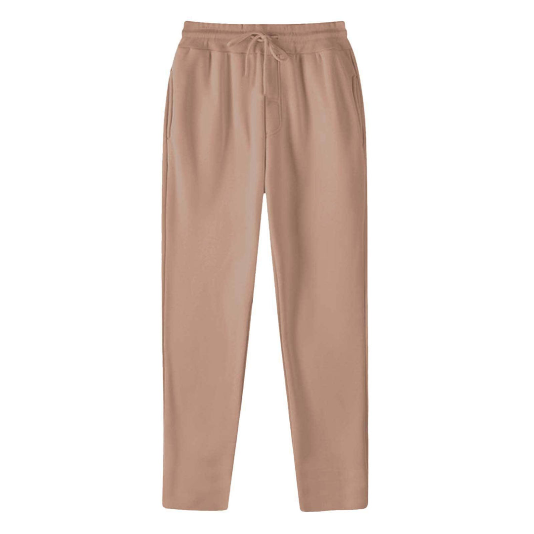 Men's Straight-cut Sweatpants made of Mottled Cotton Blend with Elastic Waistband, Drawstring, and Side Pockets