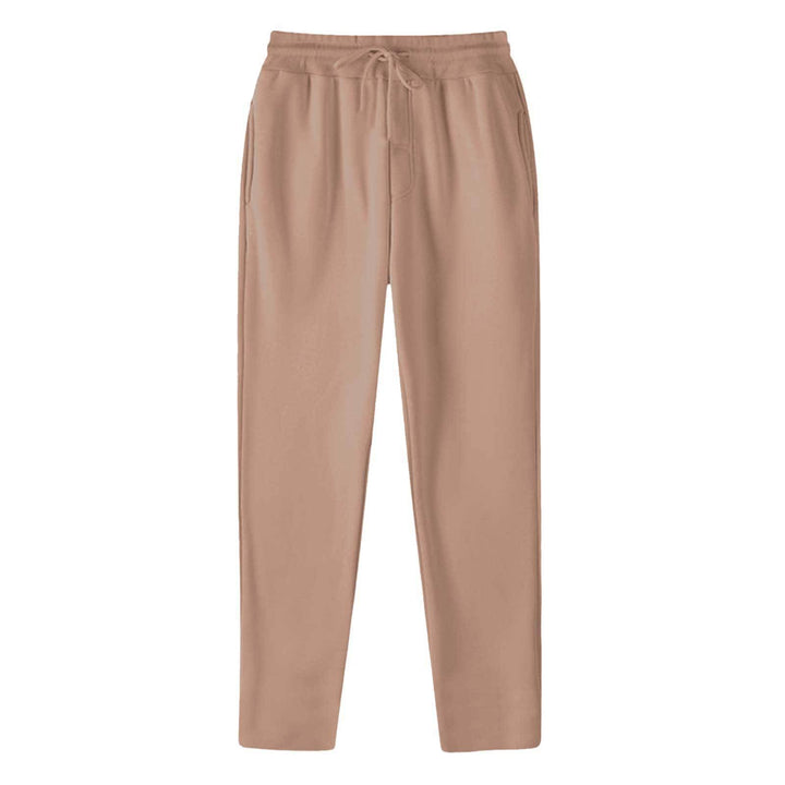 Men's Straight-cut Sweatpants made of Mottled Cotton Blend with Elastic Waistband, Drawstring, and Side Pockets