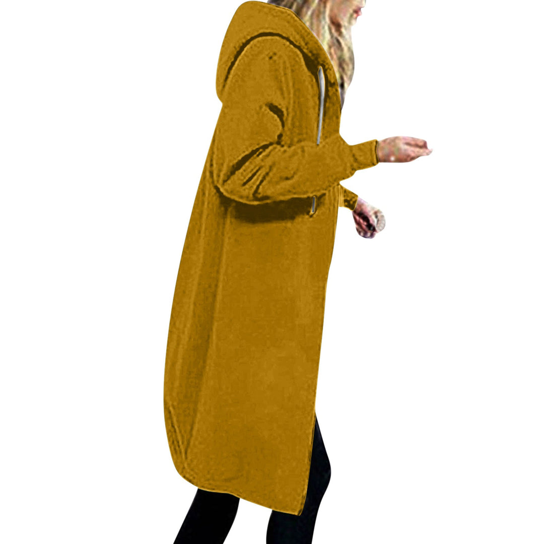 Women's Longer Oversized Hoodie Coat with Rounded Hem and Zip Pockets