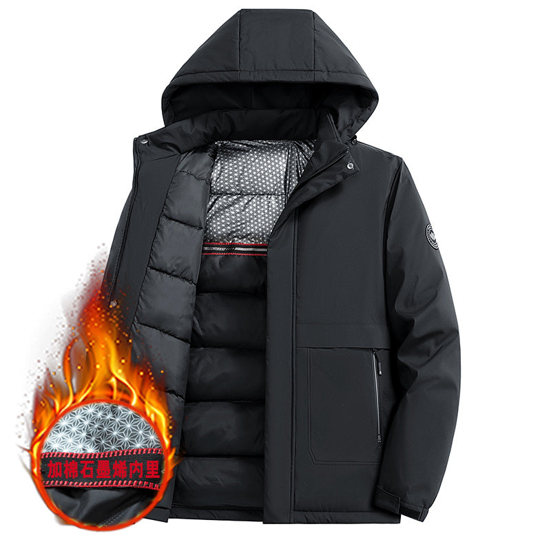 Men's Water-Repellent Winter Parka with Thermo-Reflective Quilted Lining and Hood