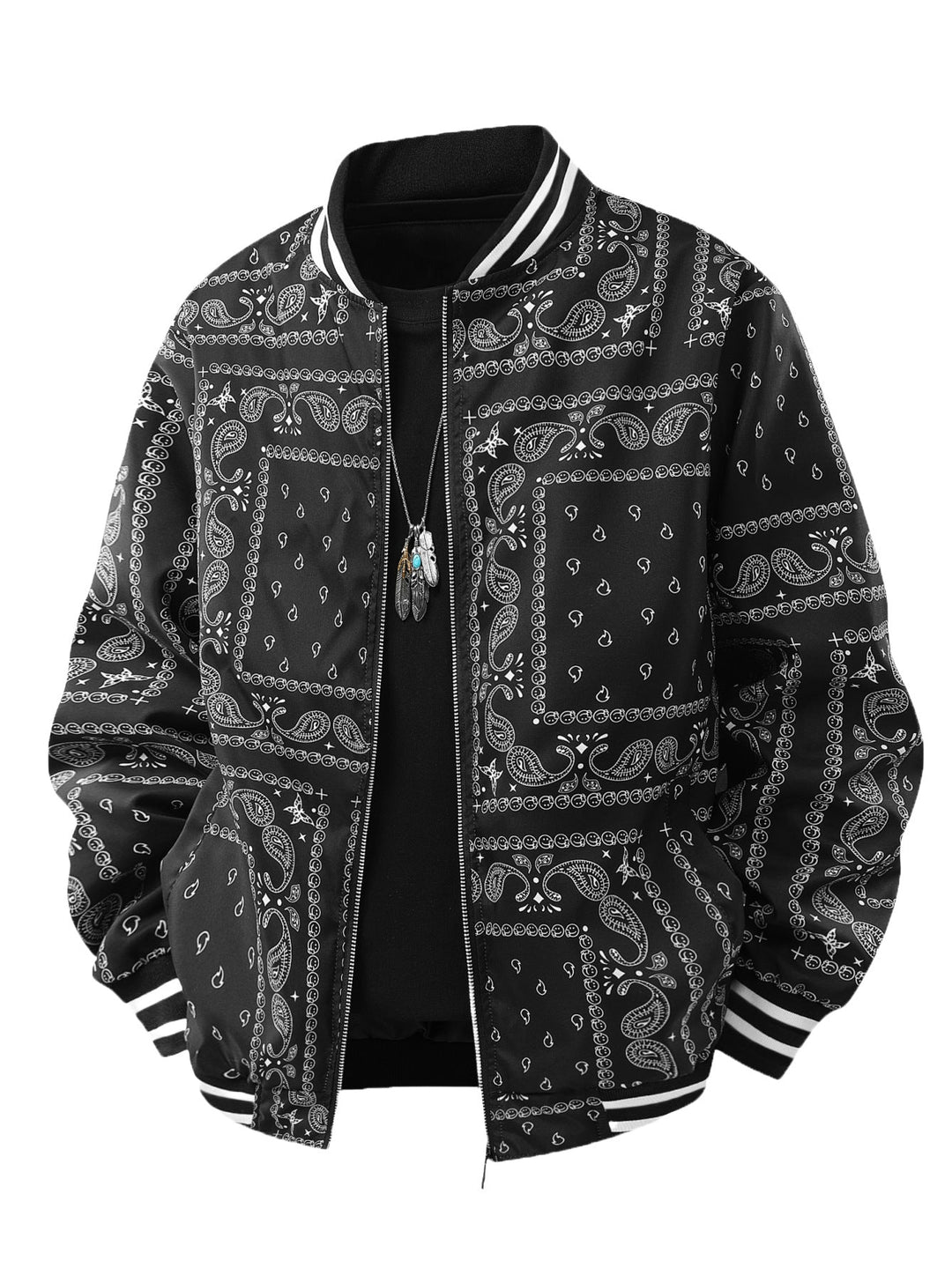 Men's Cool Bomber Jacket with Paisley Pattern