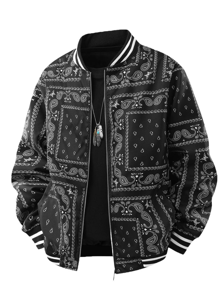Men's Cool Bomber Jacket with Paisley Pattern