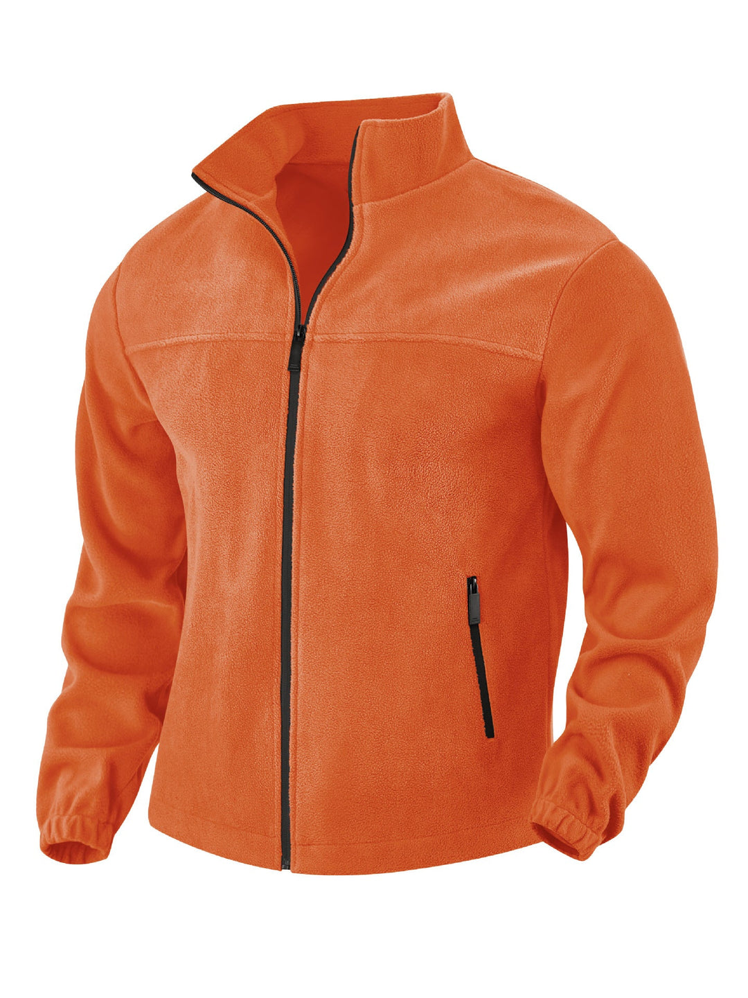 Men's Fleece Jacket with Zipper, Stand-up Collar and Zip Pockets