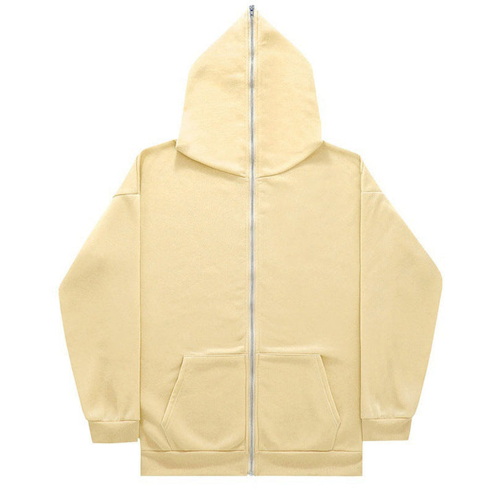 Unisex Minimally Structured Hoodie Zipper with Pointed Hood, Kangaroo Pocket and Reinforced Cuffs