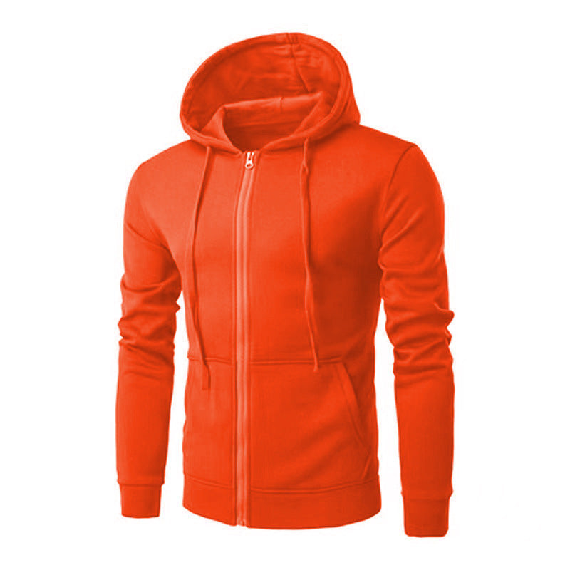 Men's Slim-fit Zip Hoodie Jacket with Soft Fleece Lining and Kangaroo Pockets