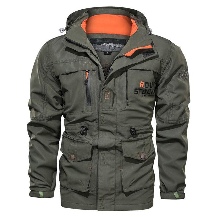 Men's Waterproof and Windproof Outdoor Parka with Detachable Hood