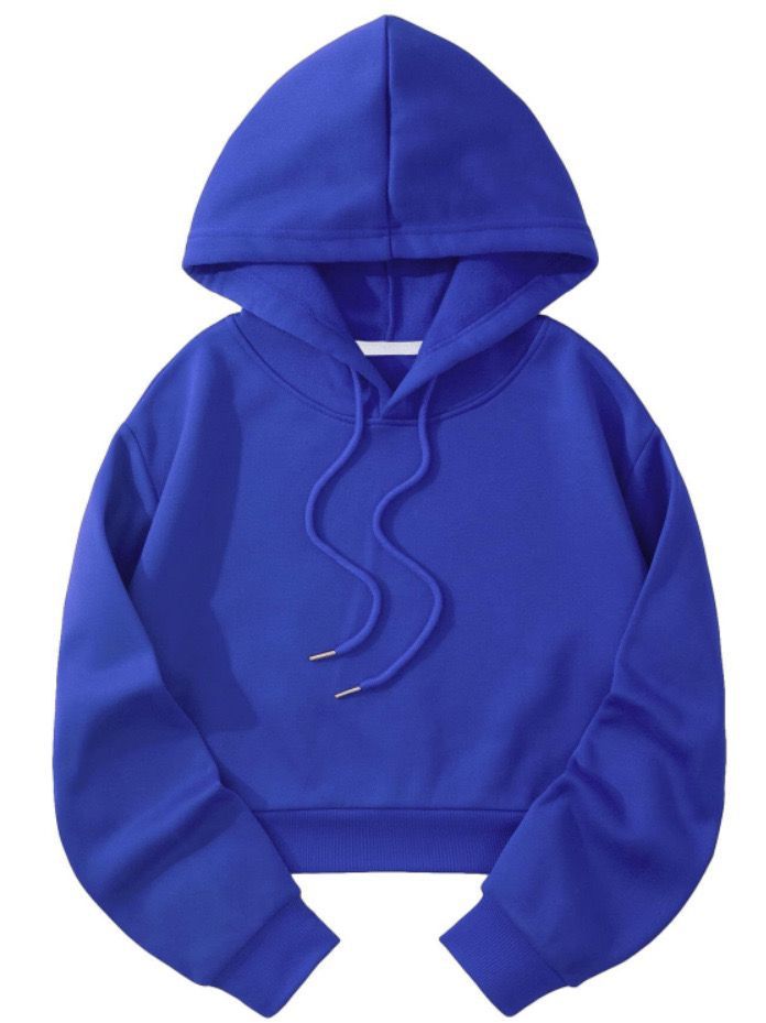 Women's Cropped Hoodie with Soft Fleece Interior and Elastic Ribbed Hem