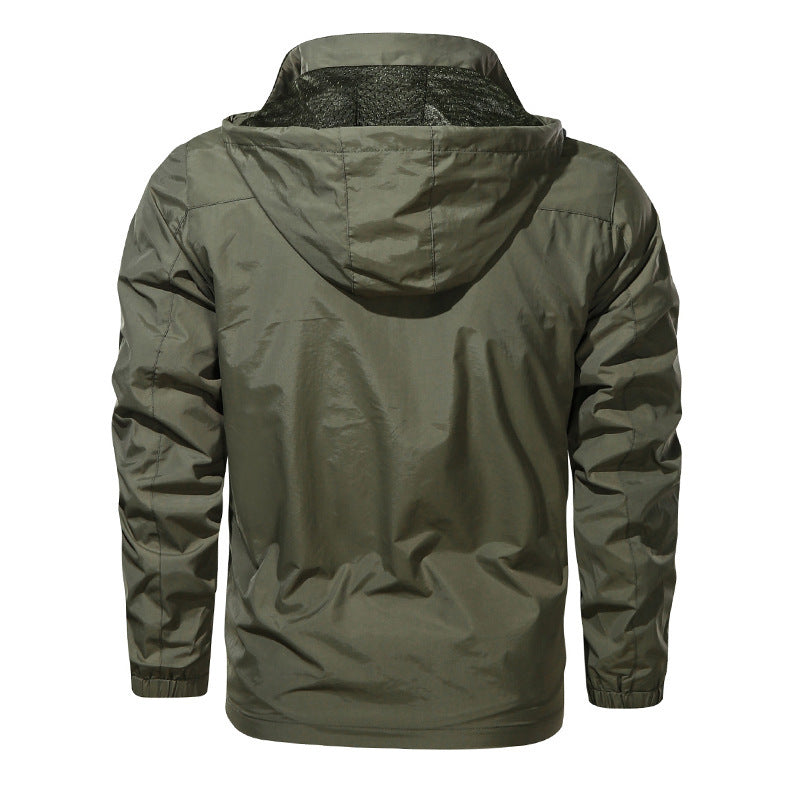 Men's Lightweight Outdoor Jacket Windbreaker with Water-repellent Coating and Breathable Mesh Lining