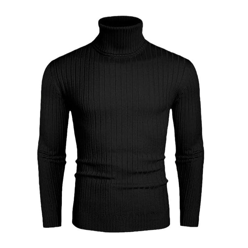 Men's Ribbed Fine-knit Turtleneck Sweater Slim Fit