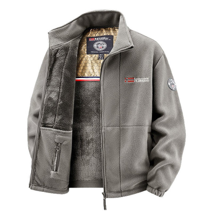 Women's Thermal Fleece Jacket with Warming Teddy Lining, Stand-up Collar, and Zipper Pockets