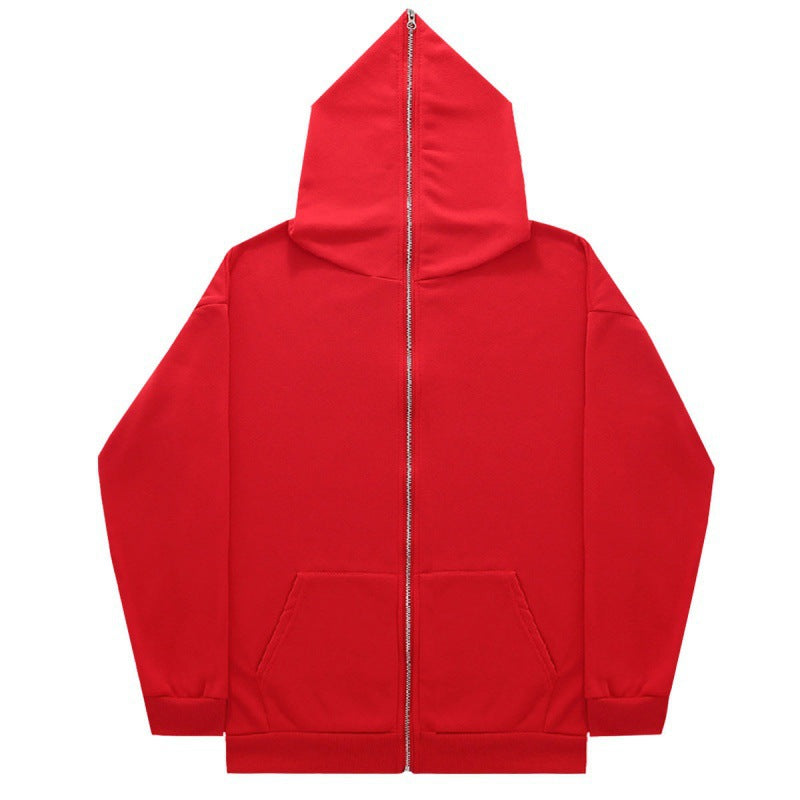 Unisex Minimally Structured Hoodie Zipper with Pointed Hood, Kangaroo Pocket and Reinforced Cuffs