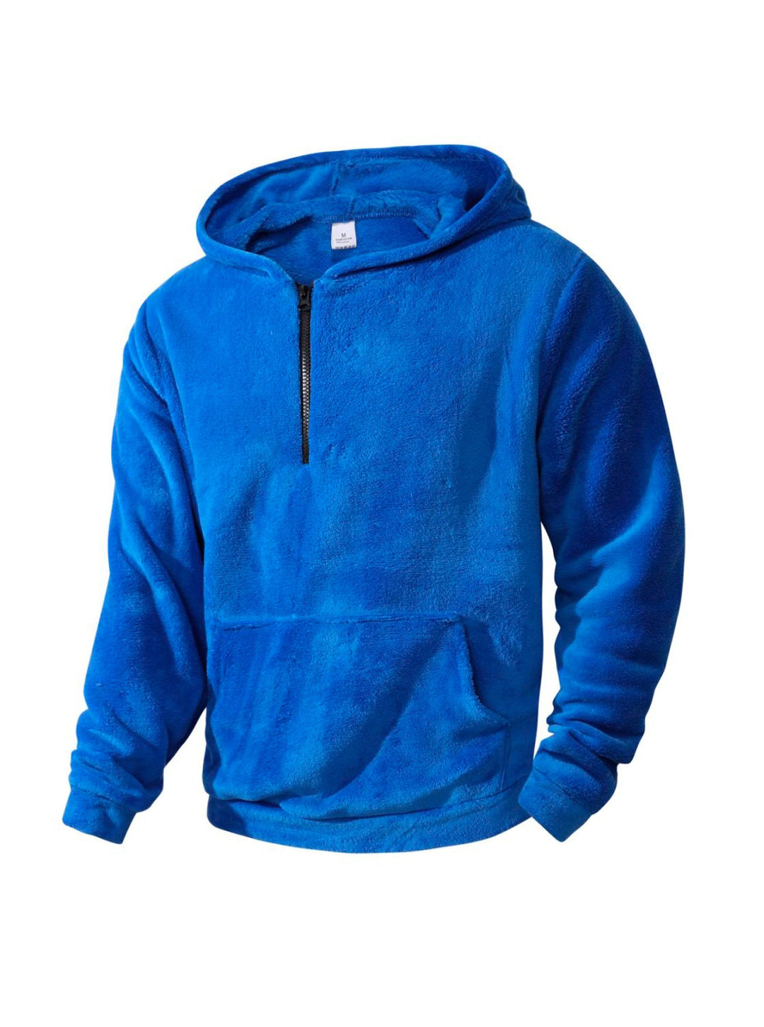 Men's Cuddly Microfleece Hoodie with Half Zip, Hood and Kangaroo Pocket
