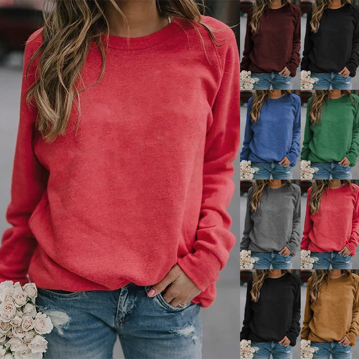 Women's Casual Oversized Sweatshirt with Crew Neck and Raglan Sleeves
