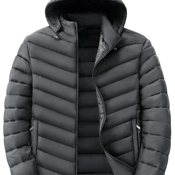 Men's Ultralight Quilted Hooded Jacket with Thermal Insulation & Packable Design