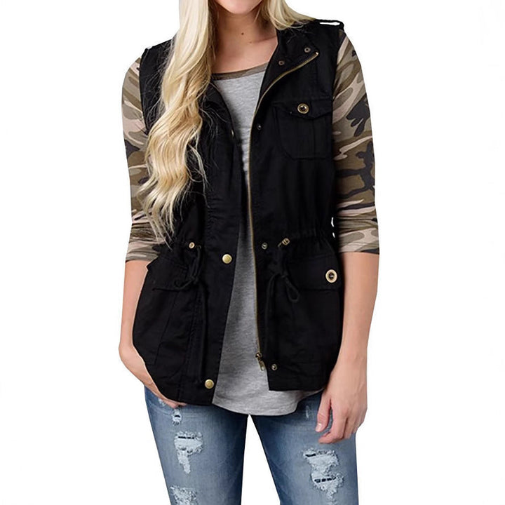 Women's Utility Vest with Drawstring, Hood and Patch Pockets