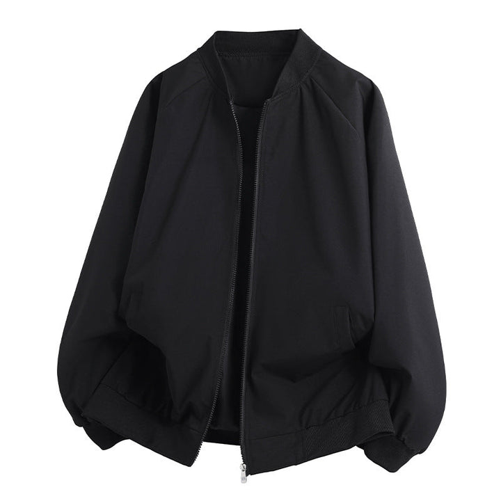 Men's Lightweight Oversized Blouson Bomber Jacket with Raglan Sleeves, Two-Way Zipper and Insert Pockets