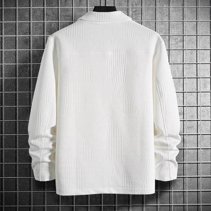 Men's Structured Shirt Jacket in Patchwork Relief with Shirt Collar