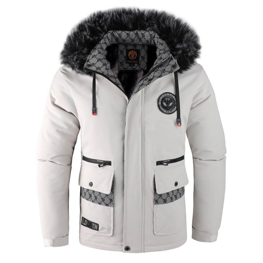 Men's Urban Thermal Parka with Removable Faux Fur Hood, Quilted Inner Lining and Multifunctional Front Pockets