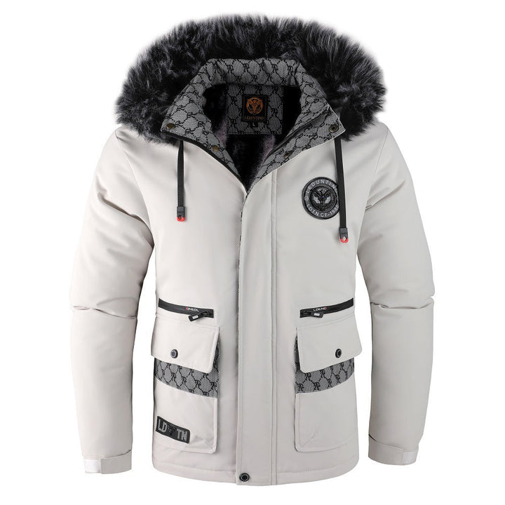 Men's Urban Thermal Parka with Removable Faux Fur Hood, Quilted Inner Lining and Multifunctional Front Pockets