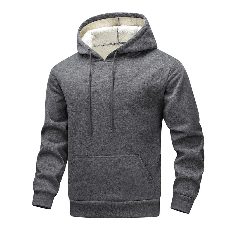Men's Fleece Hoodie with Sherpa Lining and Kangaroo Pocket