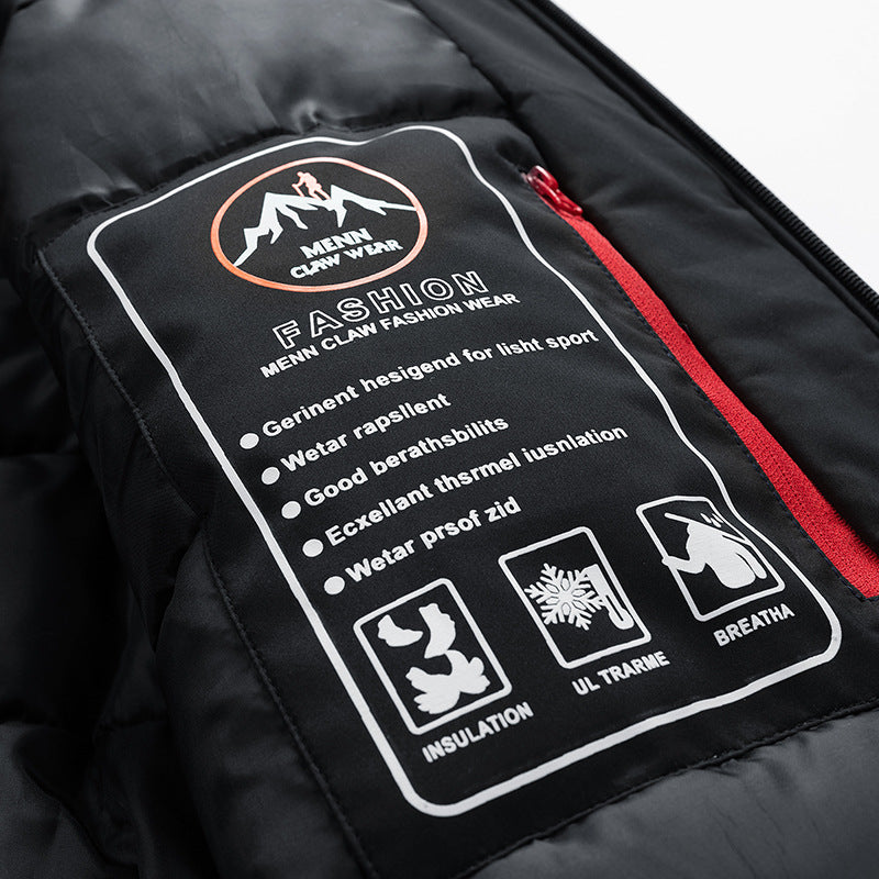 Men's Water-Repellent Winter Parka with Thermo-Reflective Quilted Lining and Hood