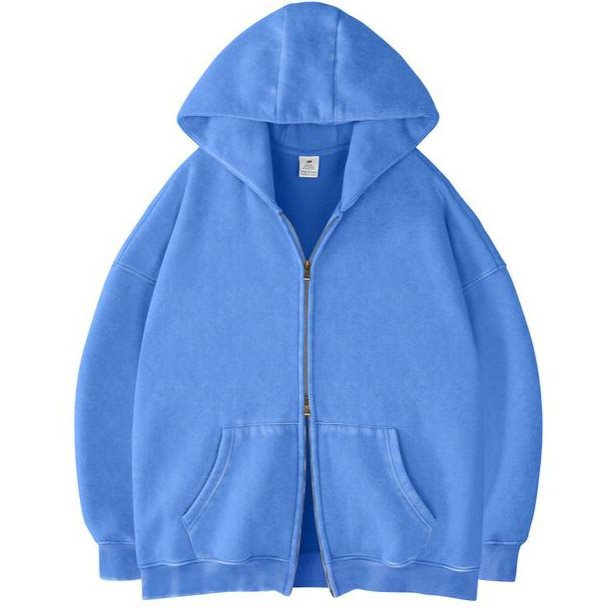 Unisex Oversized Hoodie Jacket with Double Zipper and Kangaroo Pockets