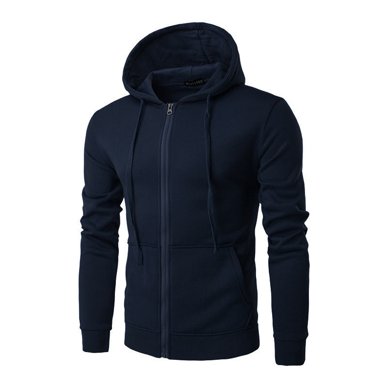 Men's Slim-fit Zip Hoodie Jacket with Soft Fleece Lining and Kangaroo Pockets