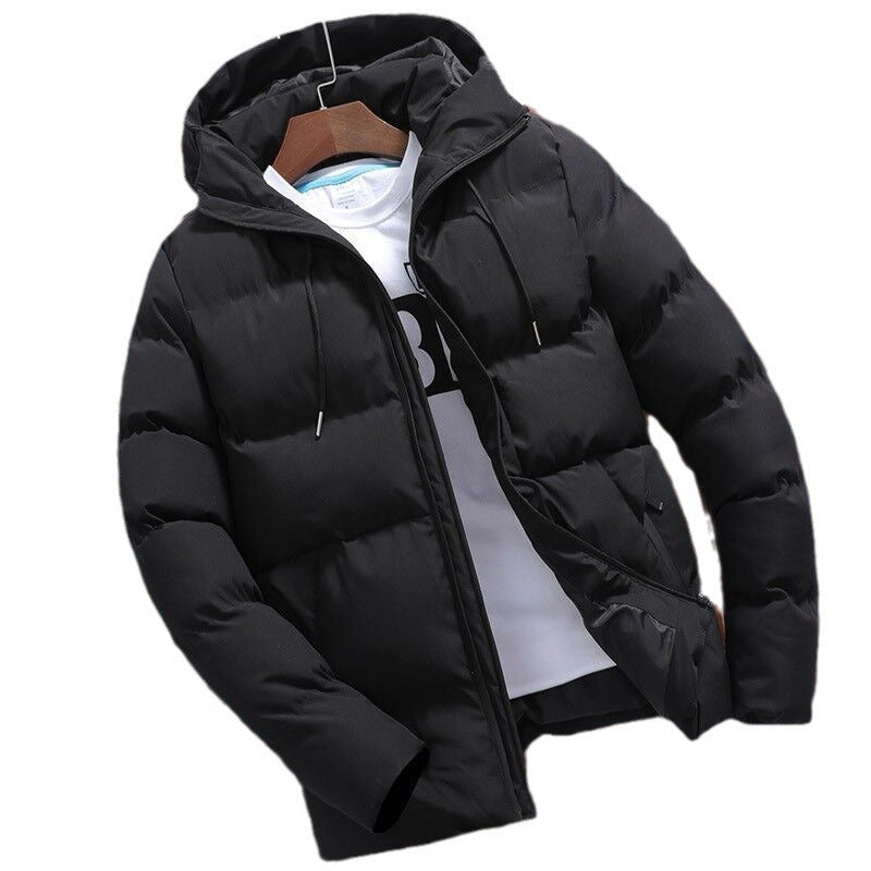 Men's Padded Hooded Winter Jacket with Water-repellent Outer Shell and Quilted Insulation